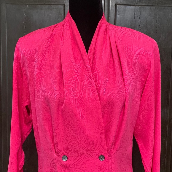 Vintage Collections by Michelle Stuart pink 100% Silk blouse- size Large - Picture 4 of 13